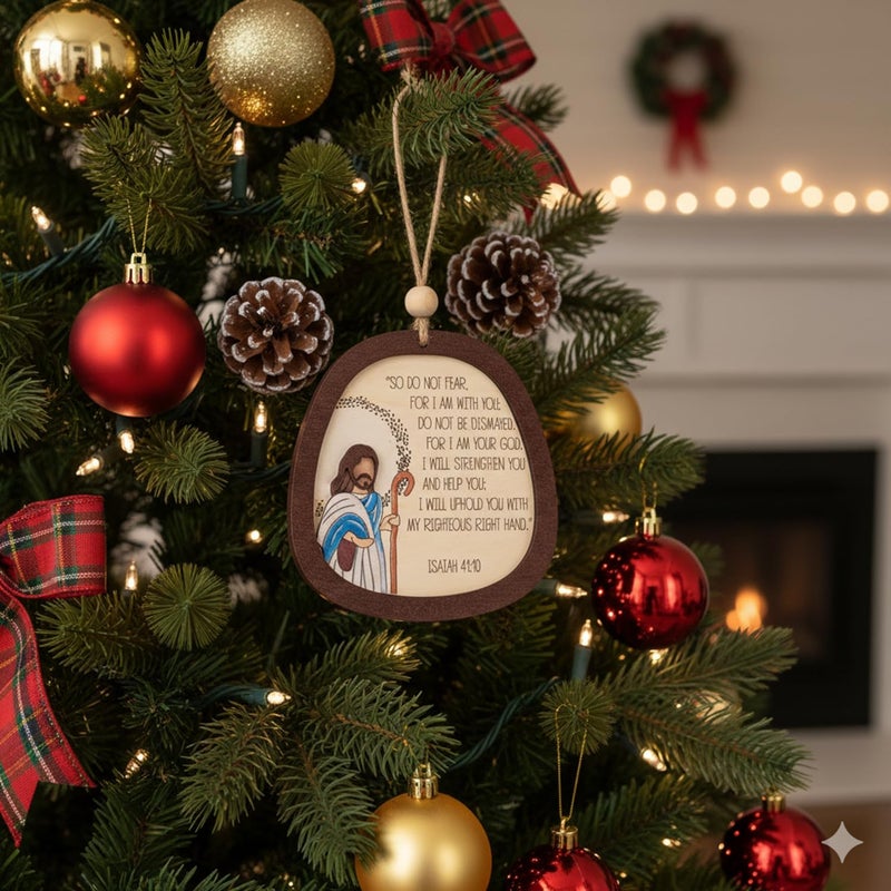NELXI Religious Ornaments, Jesus Christmas Ornaments, Bible Verse Gifts for Men Women, Isaiah 41:10 Ornament with Inspiring Scripture, Christian Holiday Decor Keepsake for Faith Home - So Do Not Fear - Image 2